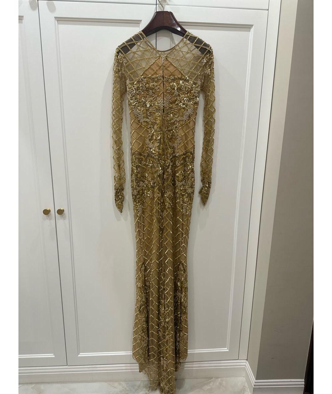 ZUHAIR MURAD Золотое сетчатое вечернее платье, фото 2