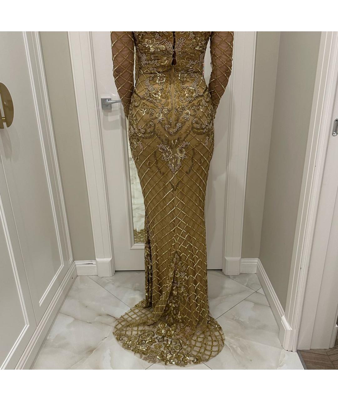 ZUHAIR MURAD Золотое сетчатое вечернее платье, фото 7