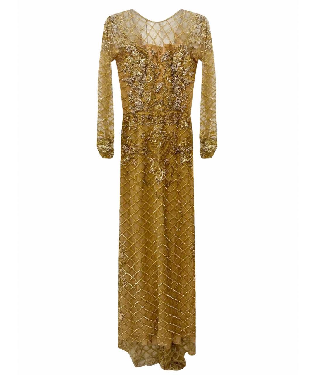 ZUHAIR MURAD Золотое сетчатое вечернее платье, фото 1