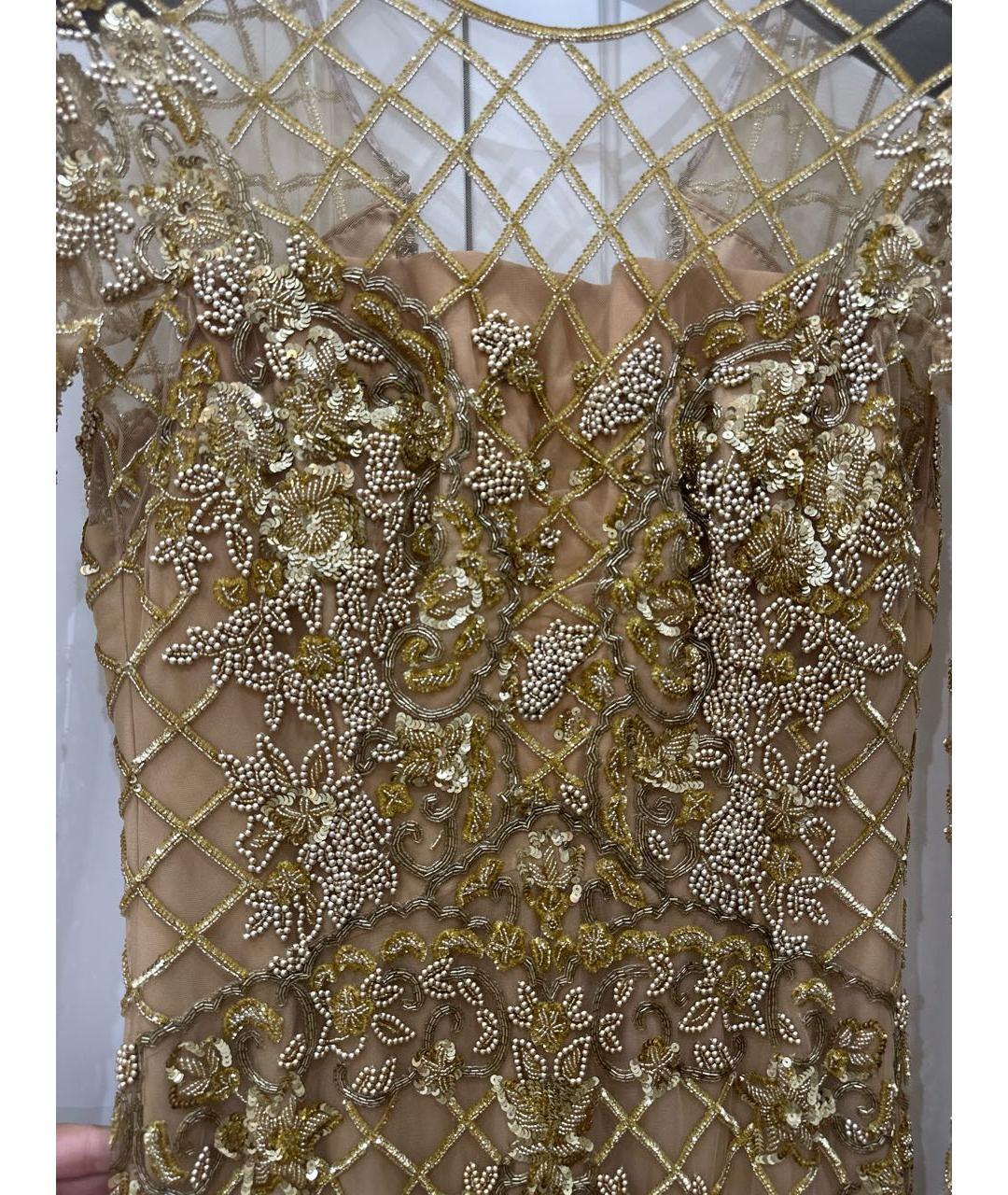 ZUHAIR MURAD Золотое сетчатое вечернее платье, фото 4