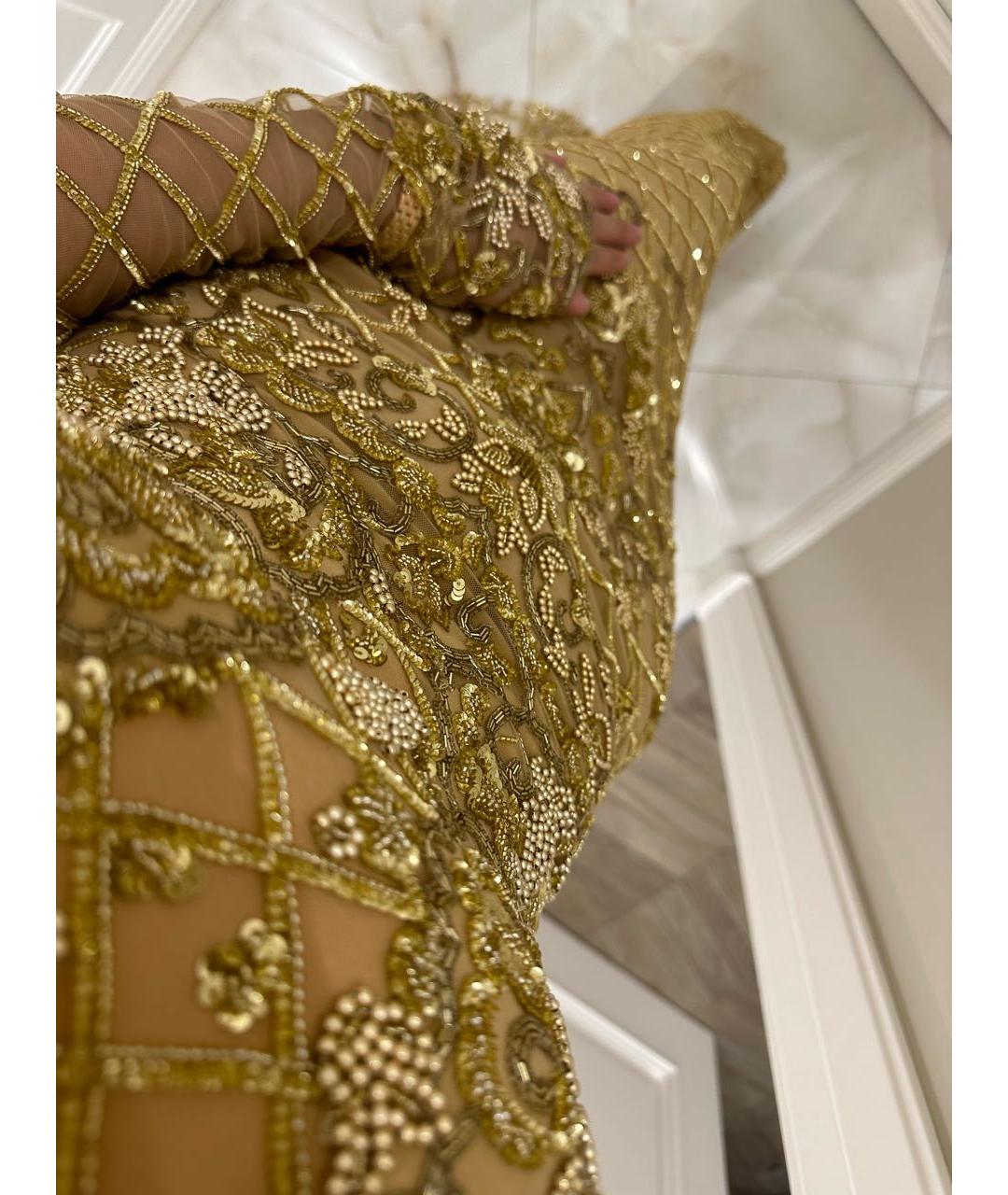ZUHAIR MURAD Золотое сетчатое вечернее платье, фото 6
