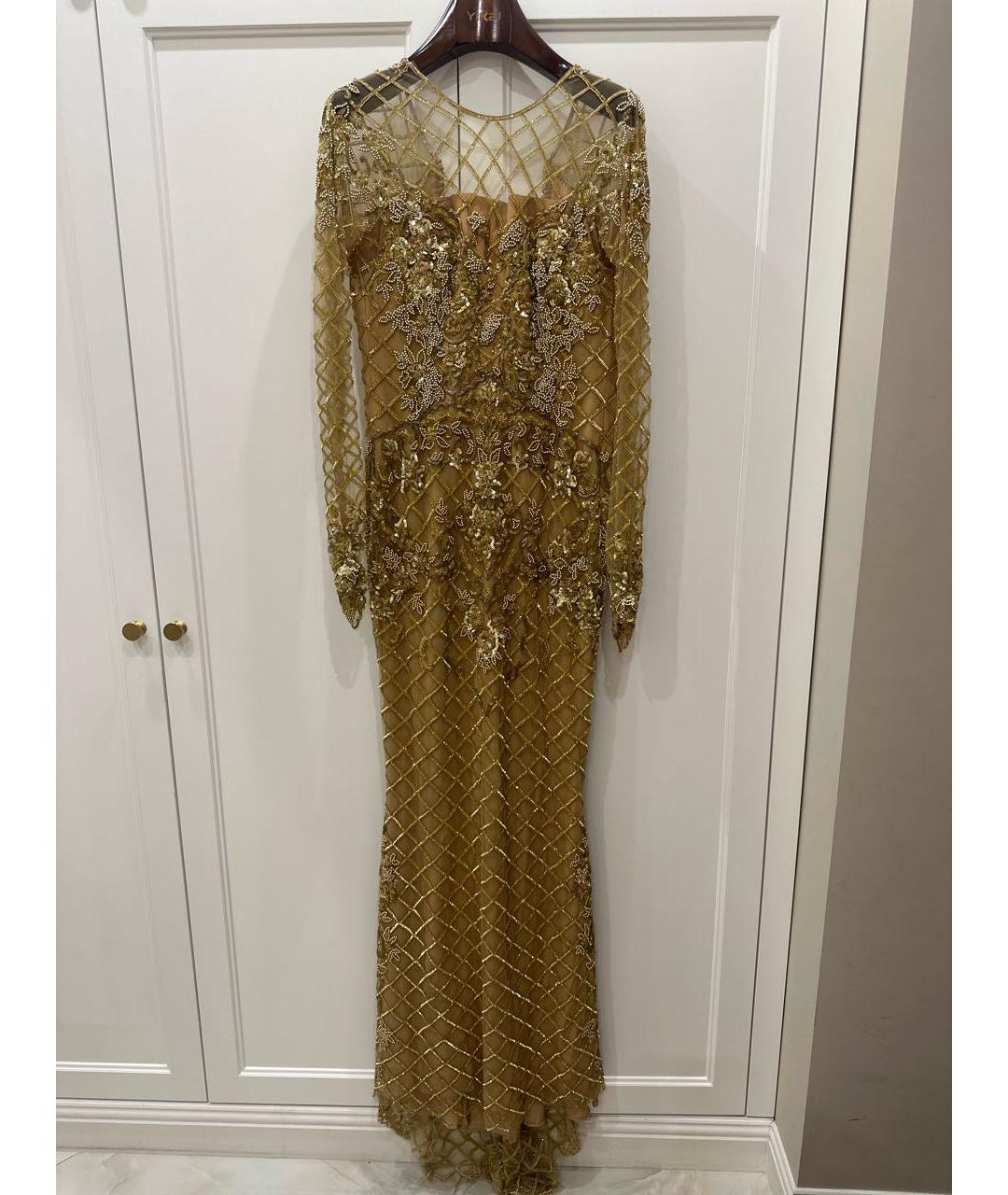ZUHAIR MURAD Золотое сетчатое вечернее платье, фото 9