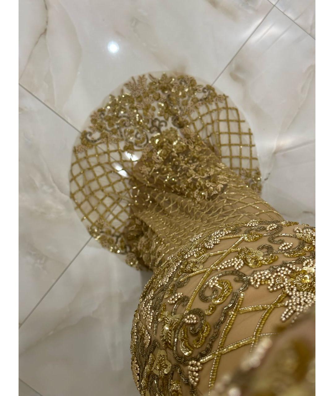ZUHAIR MURAD Золотое сетчатое вечернее платье, фото 8