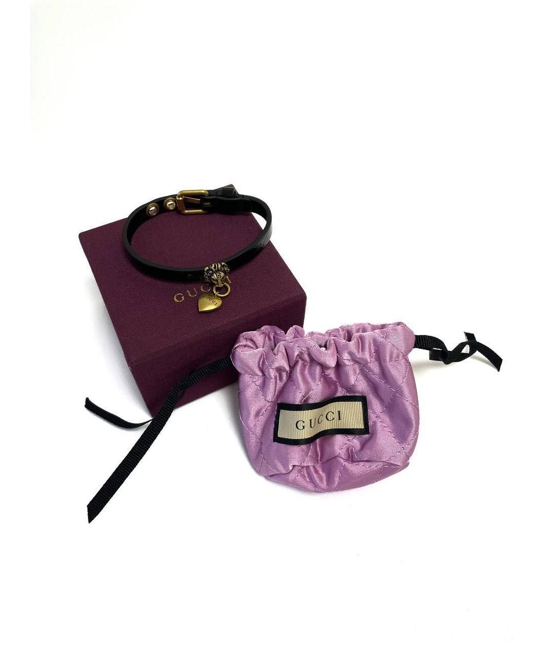 GUCCI Черный кожаный браслет, фото 3