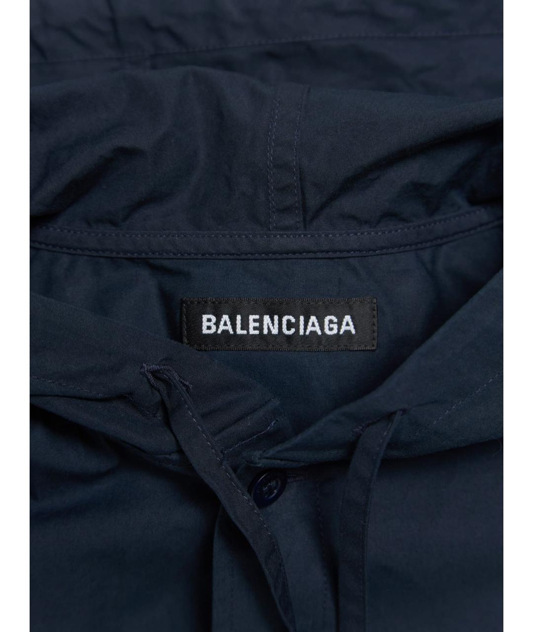 BALENCIAGA Темно-синяя хлопковая кэжуал рубашка, фото 3