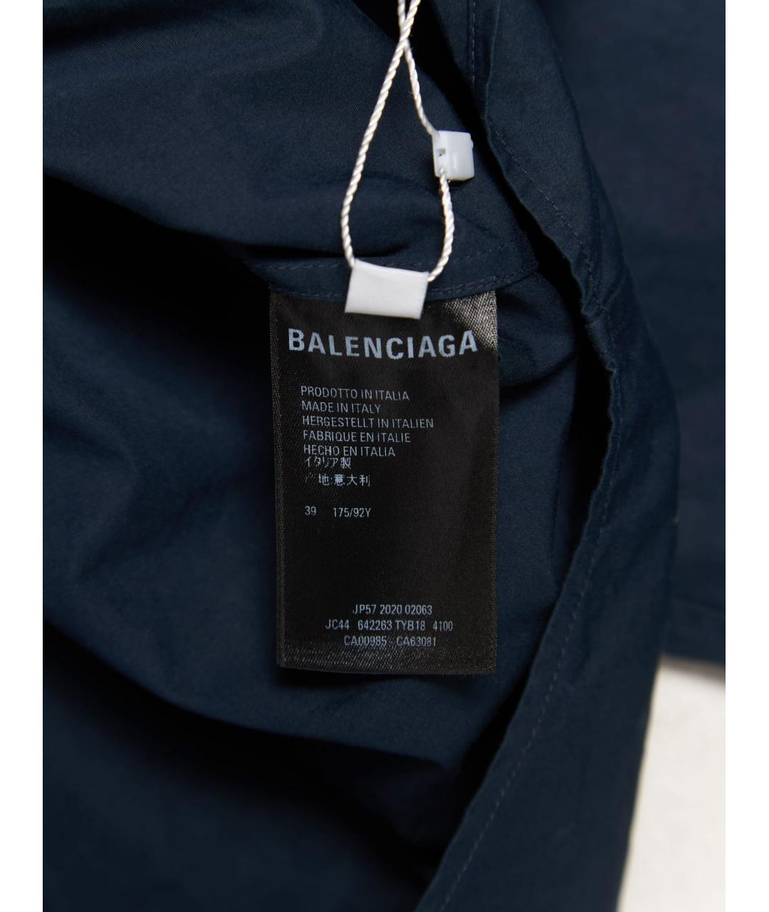 BALENCIAGA Темно-синяя хлопковая кэжуал рубашка, фото 6