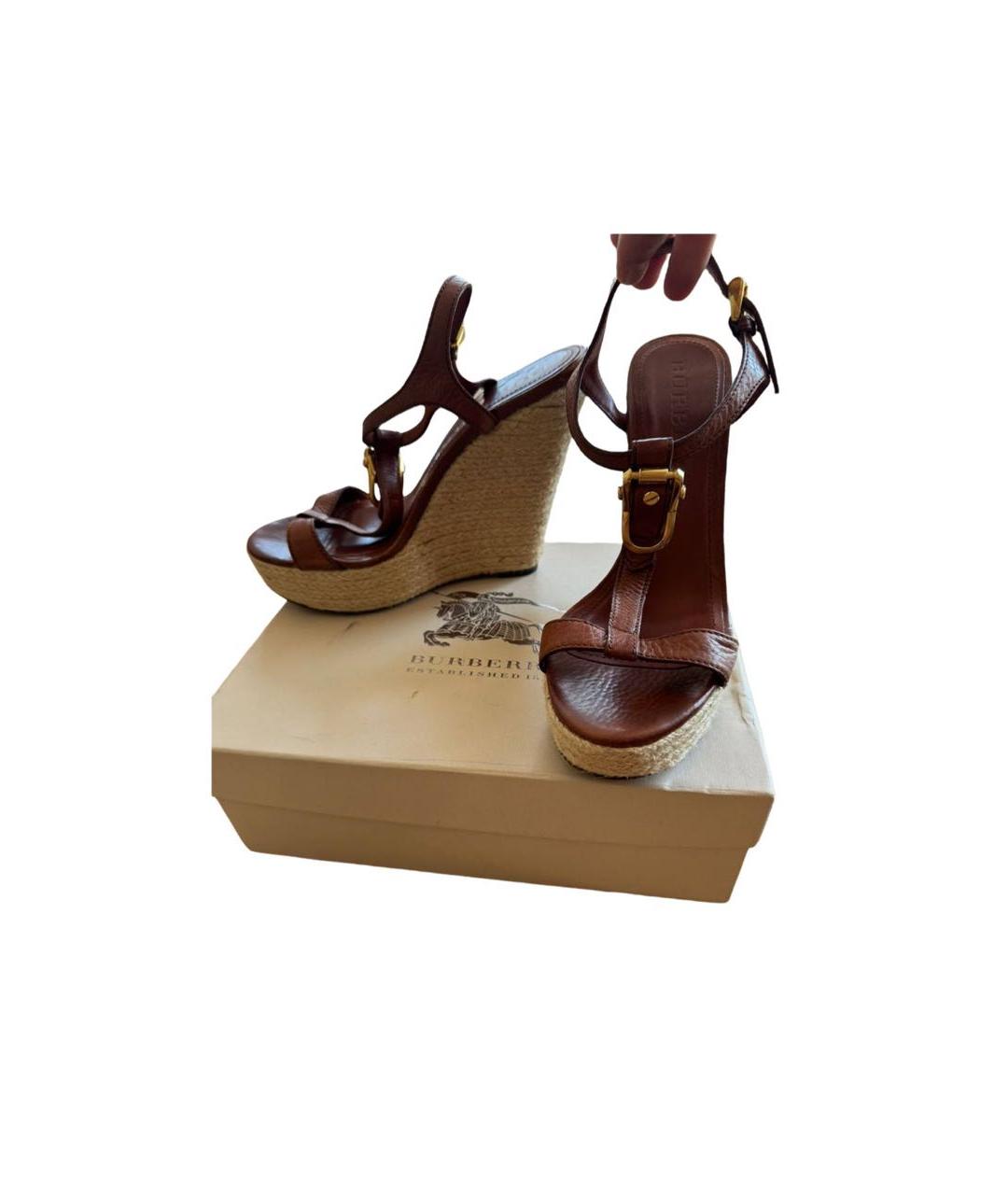 BURBERRY Коричневые кожаные босоножки, фото 6