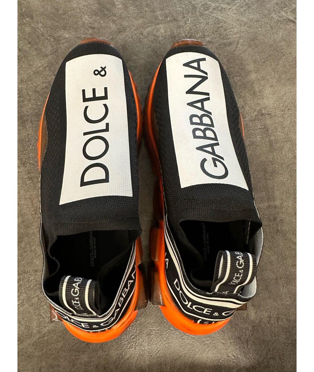 DOLCE&GABBANA Черные текстильные низкие кроссовки / кеды, фото 3