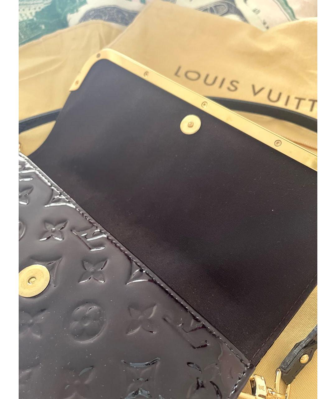 LOUIS VUITTON PRE-OWNED Бордовая сумка через плечо из лакированной кожи, фото 4