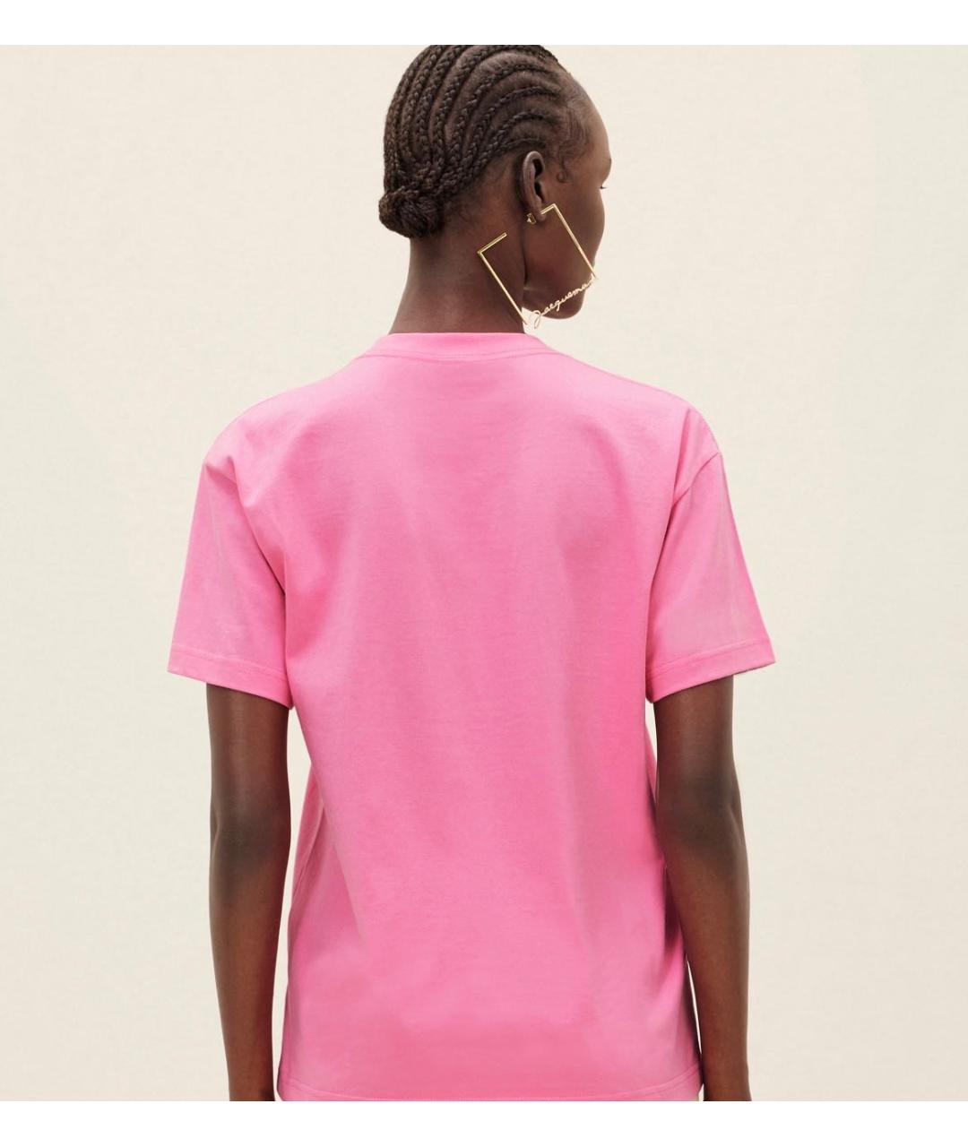 JACQUEMUS Розовая хлопковая футболка, фото 5