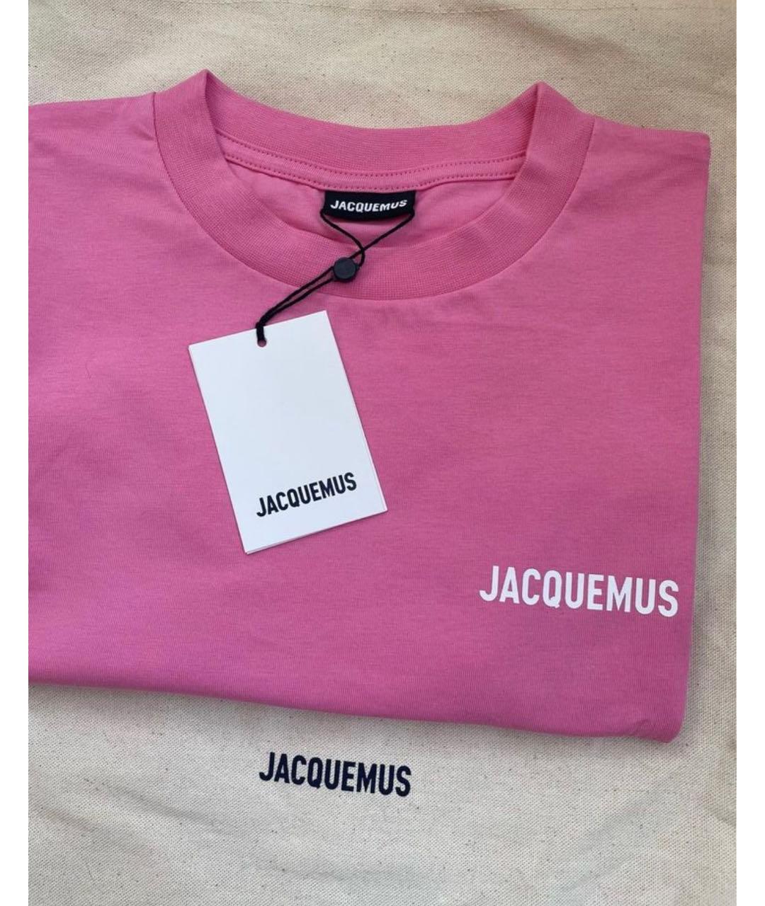 JACQUEMUS Розовая хлопковая футболка, фото 6
