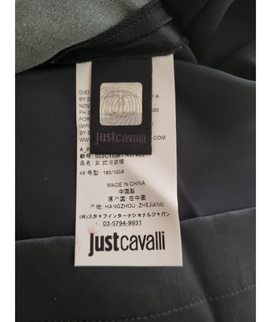 JUST CAVALLI Черное шелковое повседневное платье, фото 6