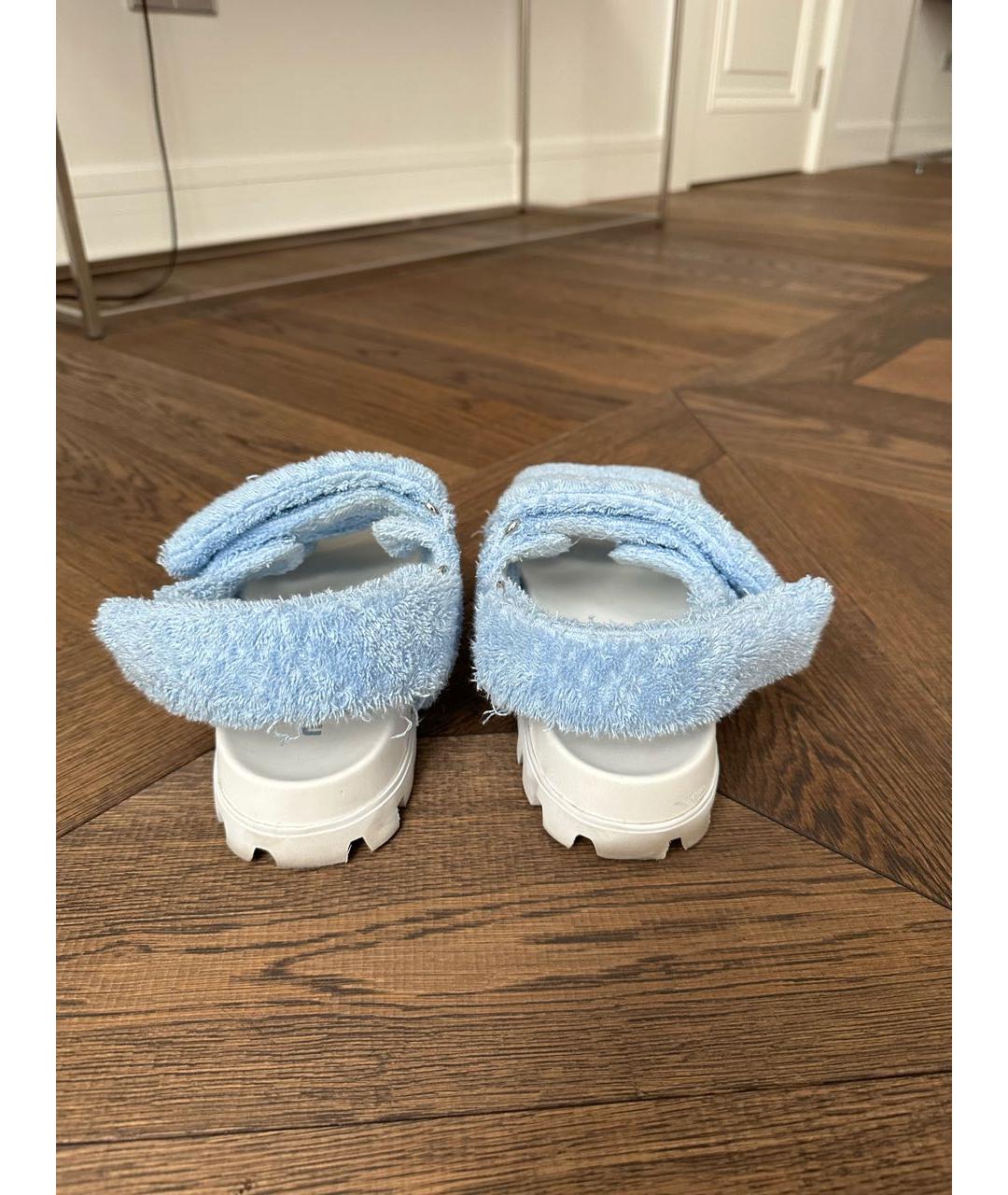 MIU MIU Голубые текстильные сандалии, фото 4