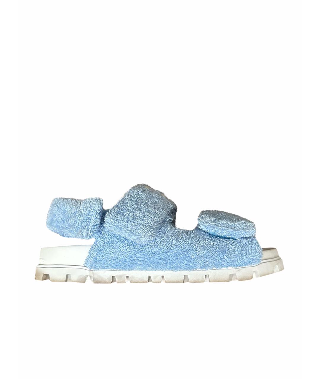 MIU MIU Голубые текстильные сандалии, фото 1
