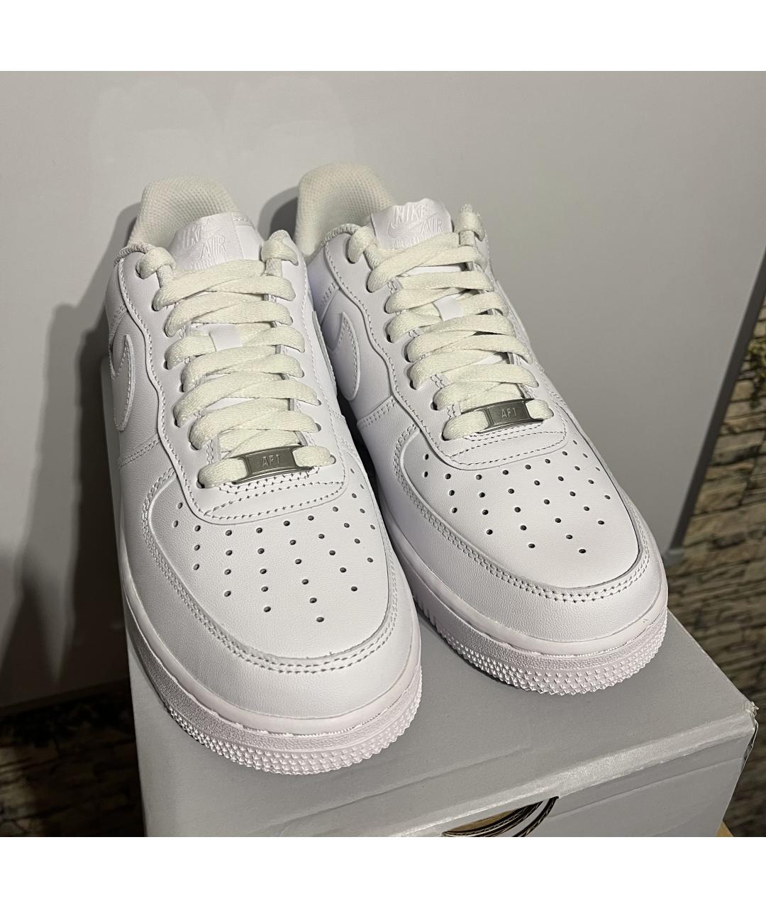 NIKE Белые кожаные низкие кроссовки / кеды, фото 5