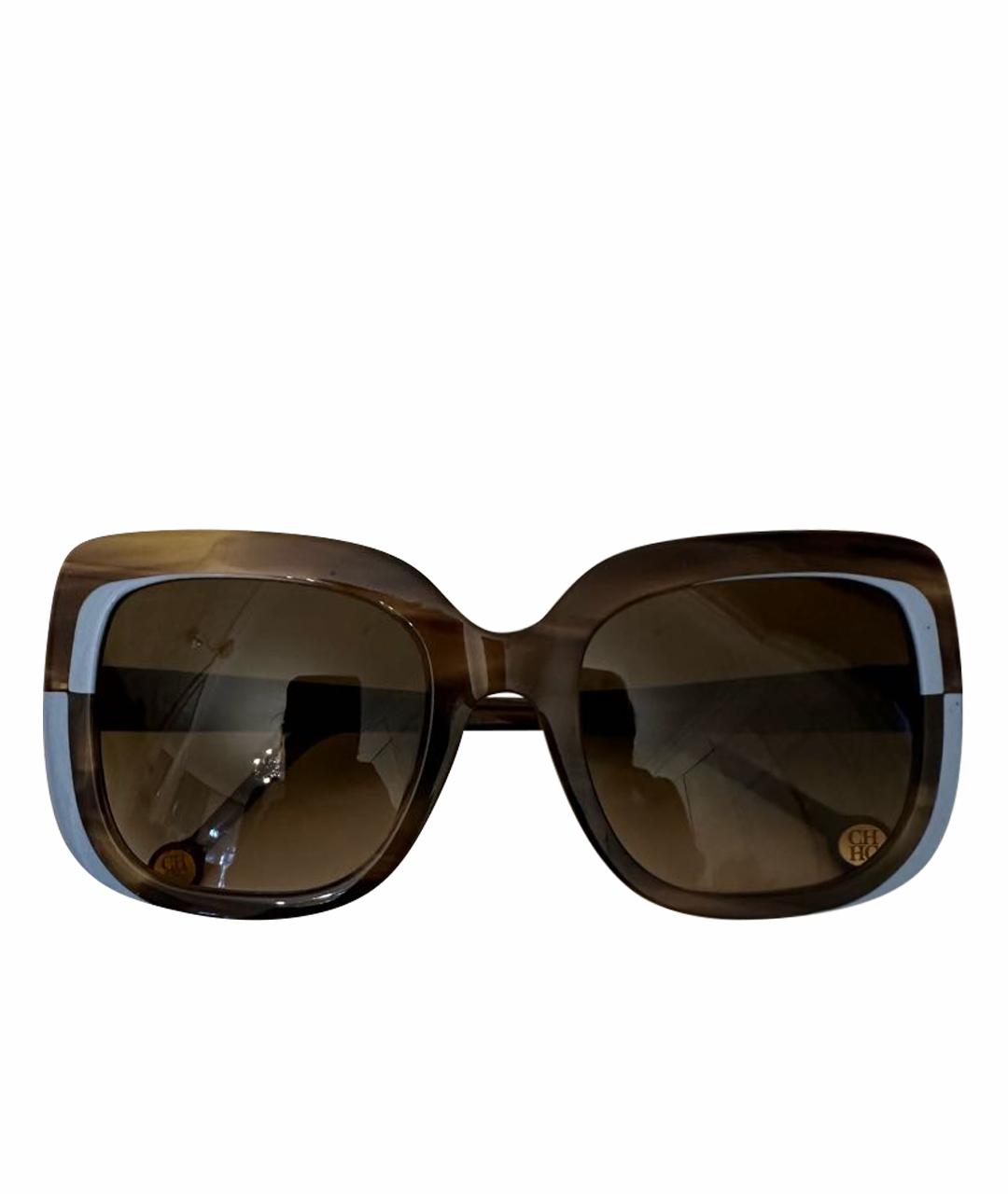 CAROLINA HERRERA Коричневые пластиковые солнцезащитные очки, фото 1