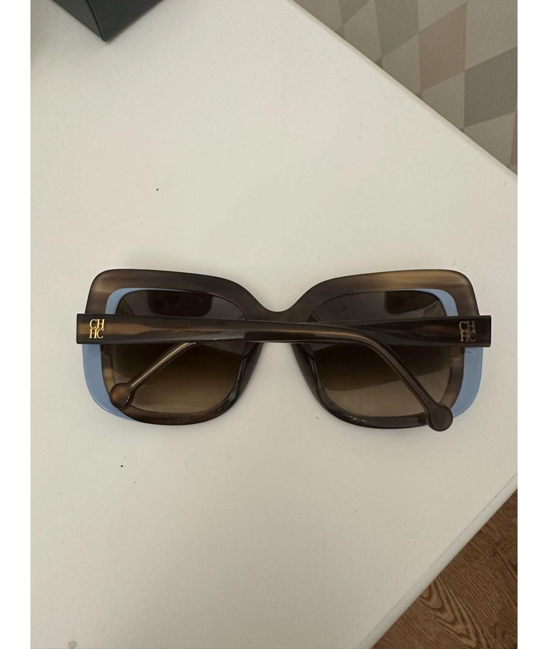 CAROLINA HERRERA Коричневые пластиковые солнцезащитные очки, фото 2