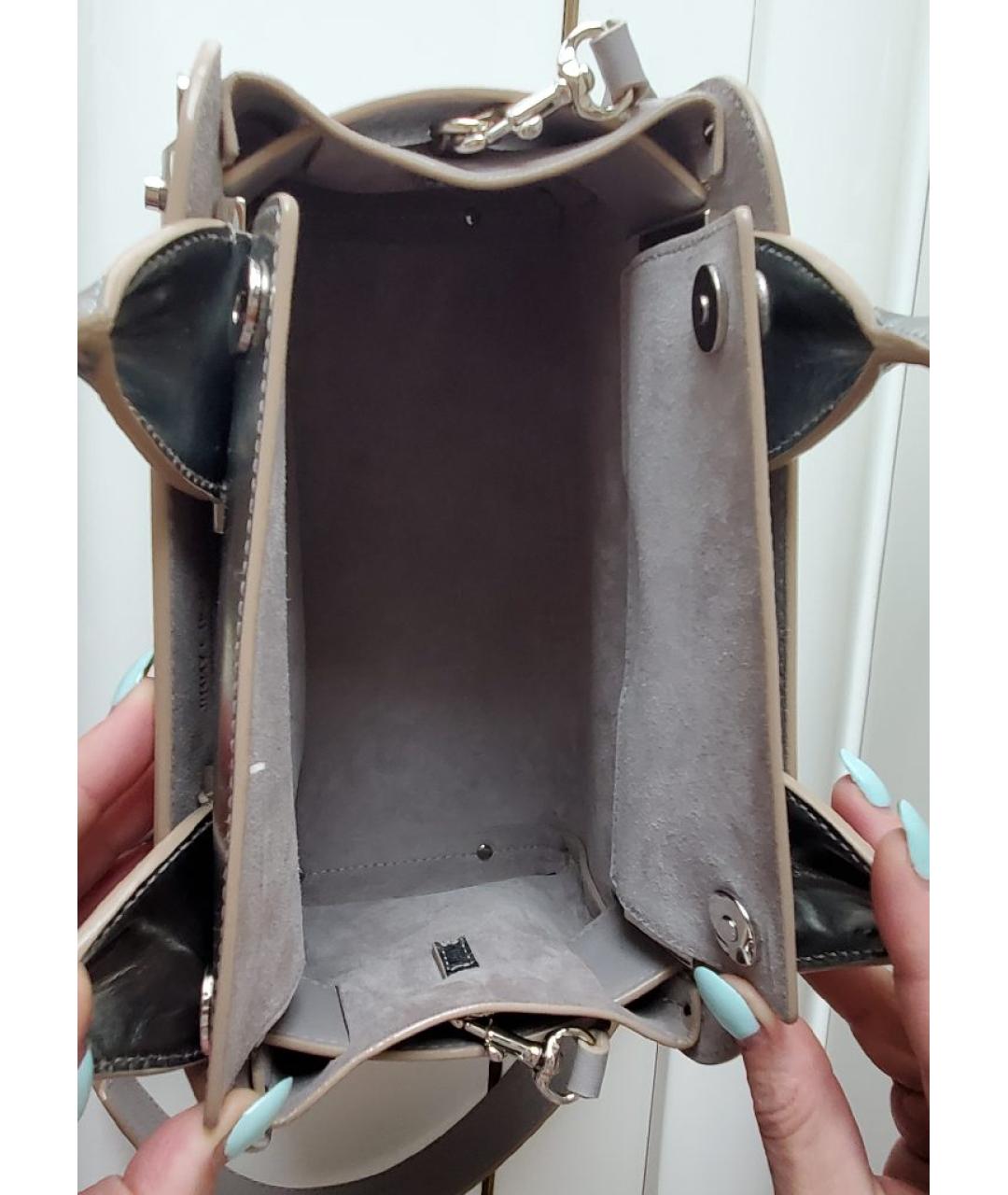 JIMMY CHOO Серебряная замшевая сумка тоут, фото 4