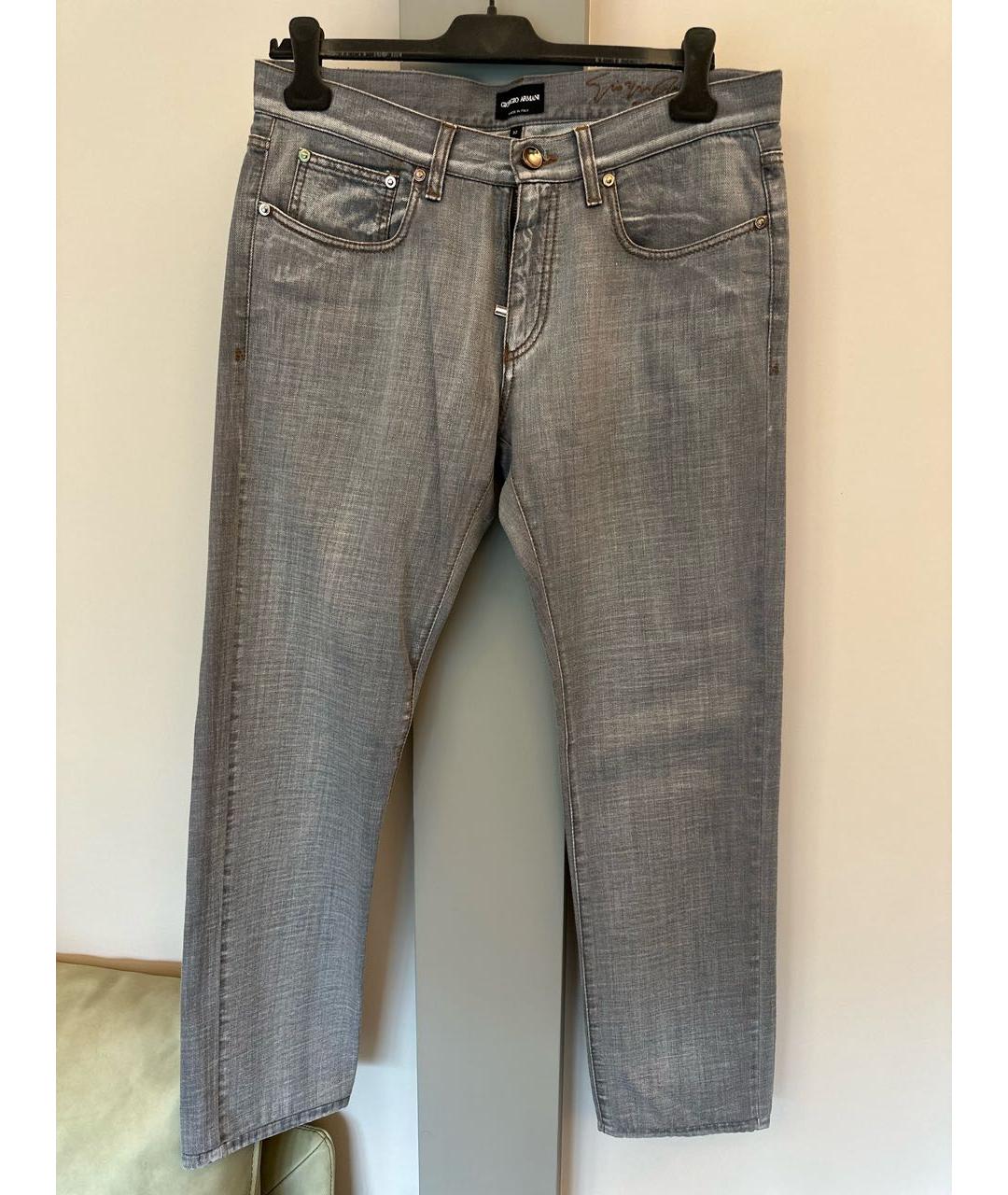 GIORGIO ARMANI Серые хлопковые прямые джинсы, фото 8