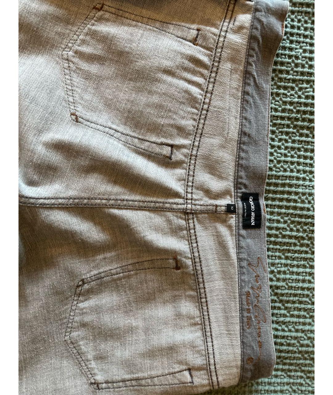 GIORGIO ARMANI Серые хлопковые прямые джинсы, фото 3