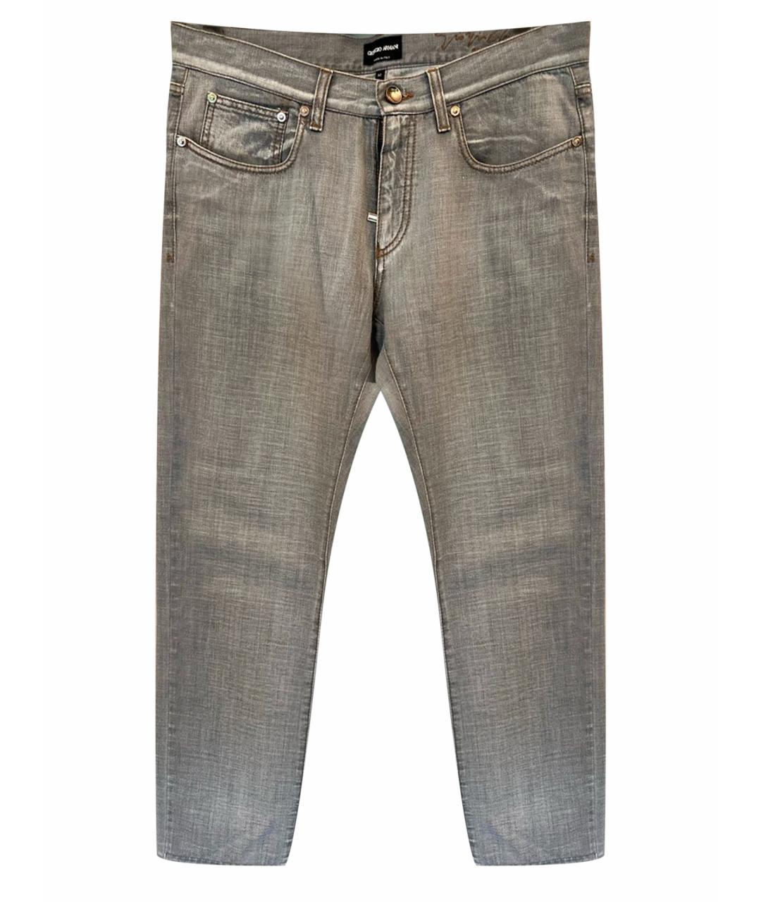 GIORGIO ARMANI Серые хлопковые прямые джинсы, фото 1