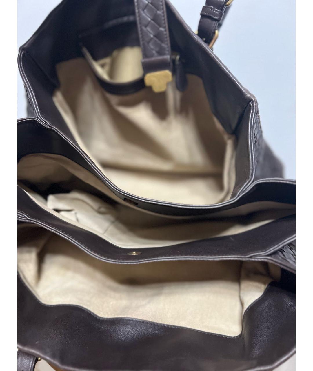 BOTTEGA VENETA Коричневая кожаная сумка с короткими ручками, фото 4