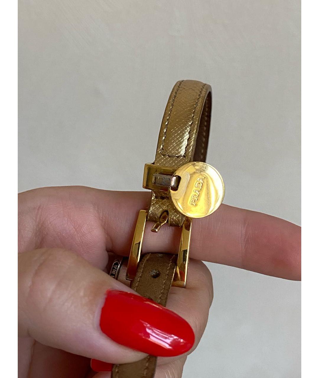 PRADA Золотой кожаный браслет, фото 2