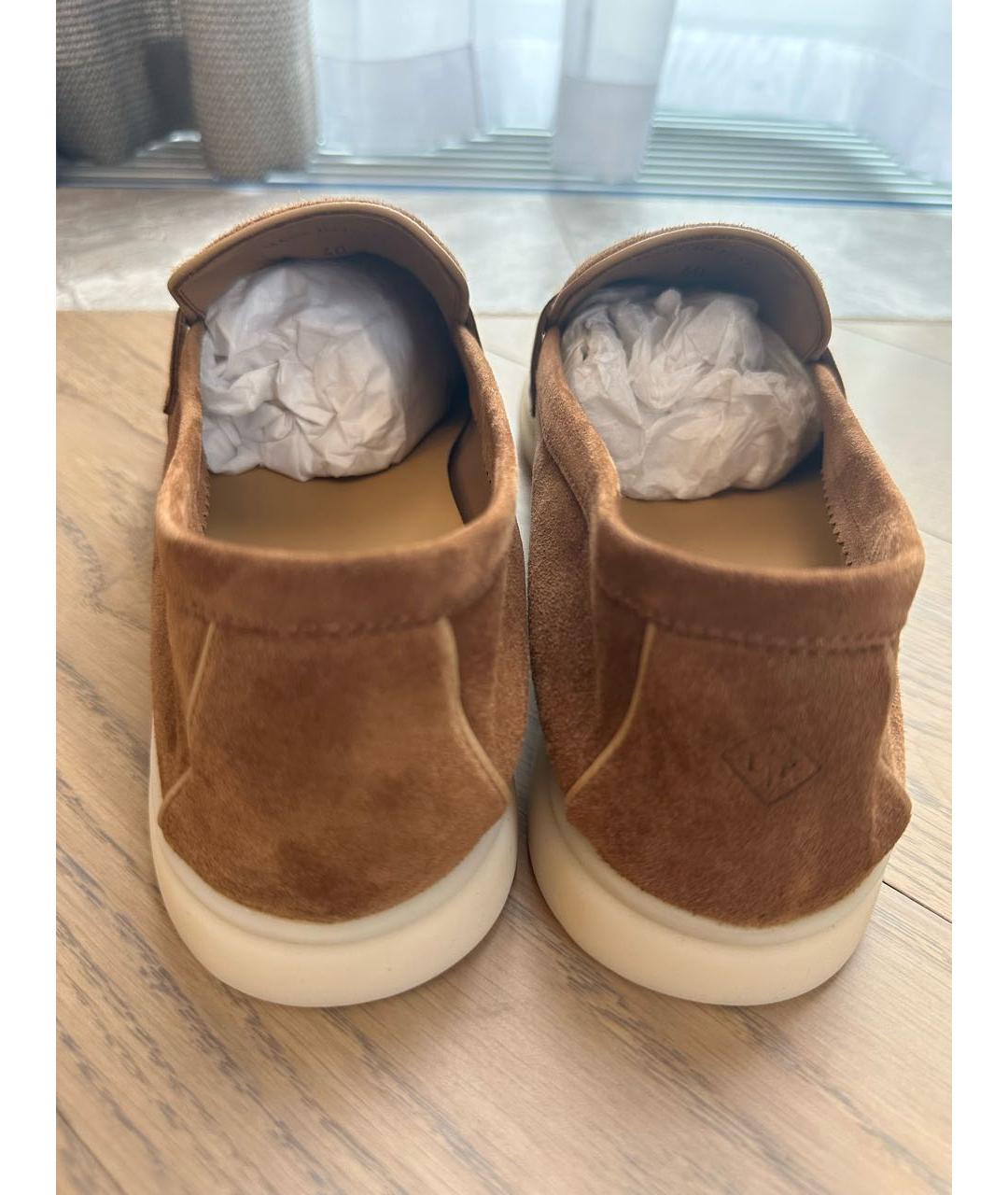 LORO PIANA Коричневые замшевые лоферы, фото 5