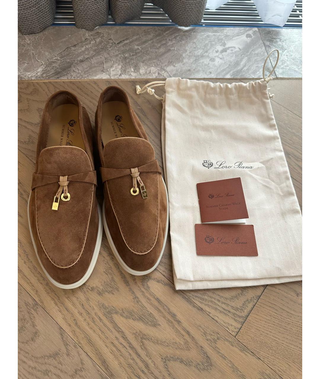 LORO PIANA Коричневые замшевые лоферы, фото 4