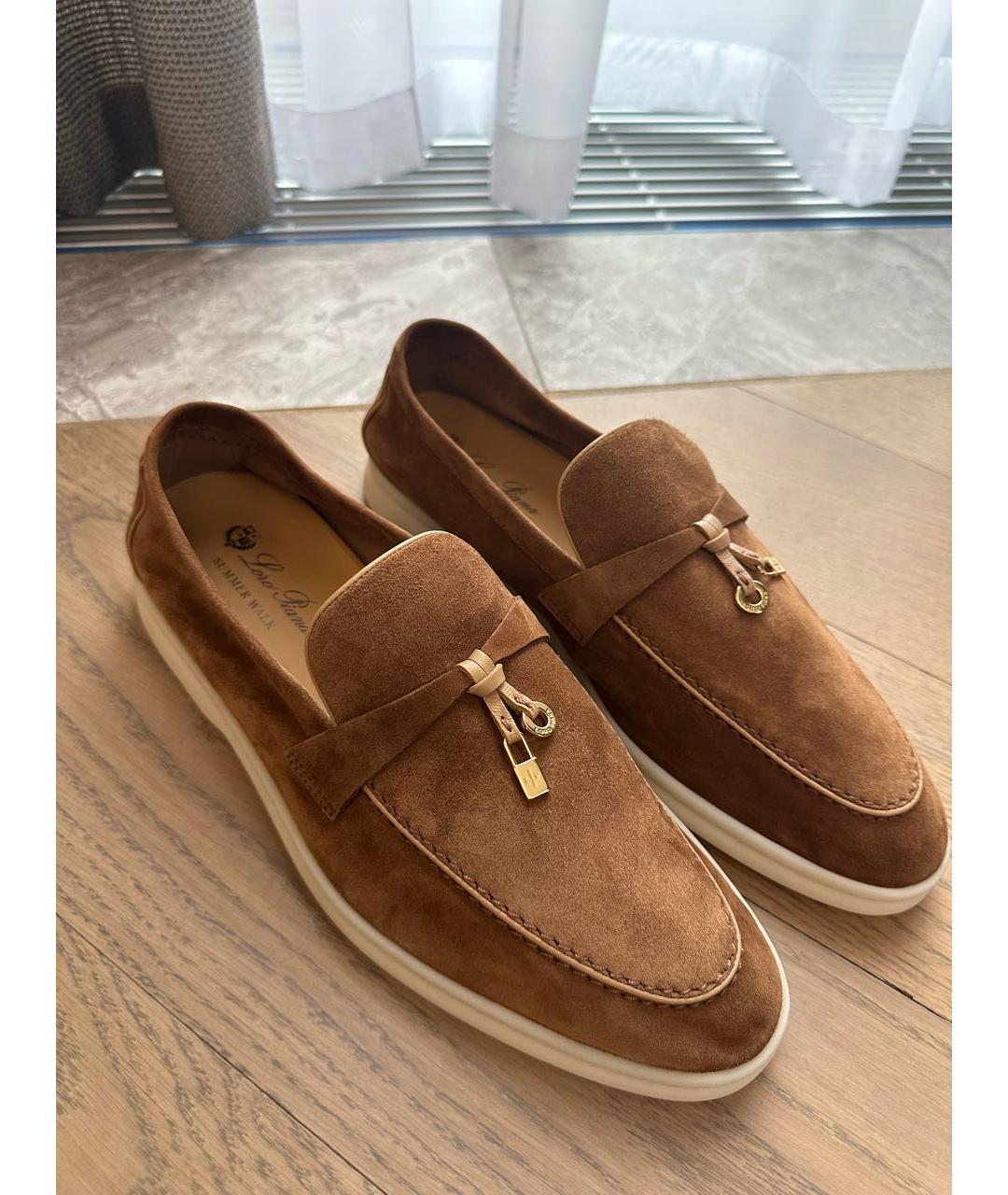 LORO PIANA Коричневые замшевые лоферы, фото 2