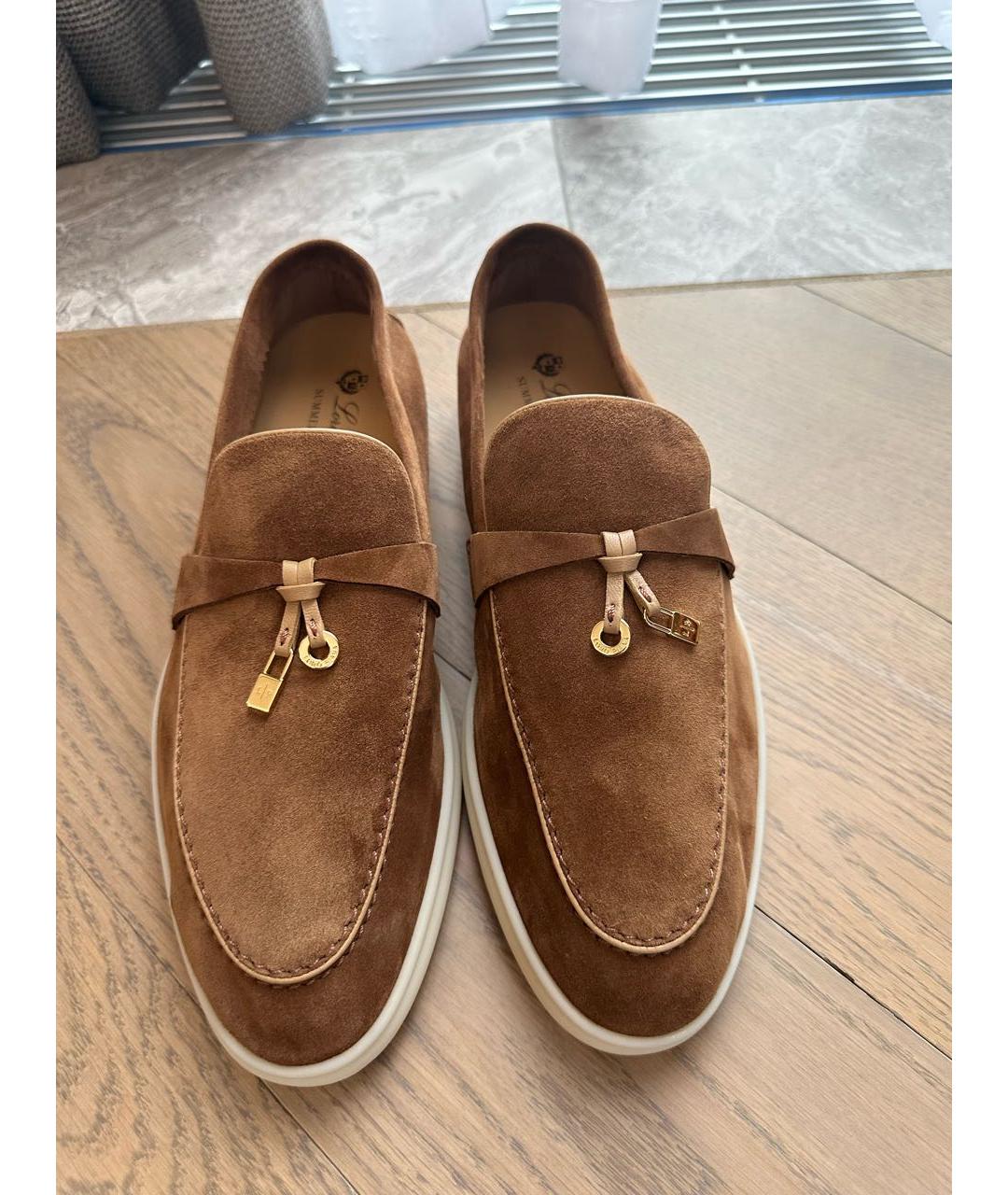 LORO PIANA Коричневые замшевые лоферы, фото 3