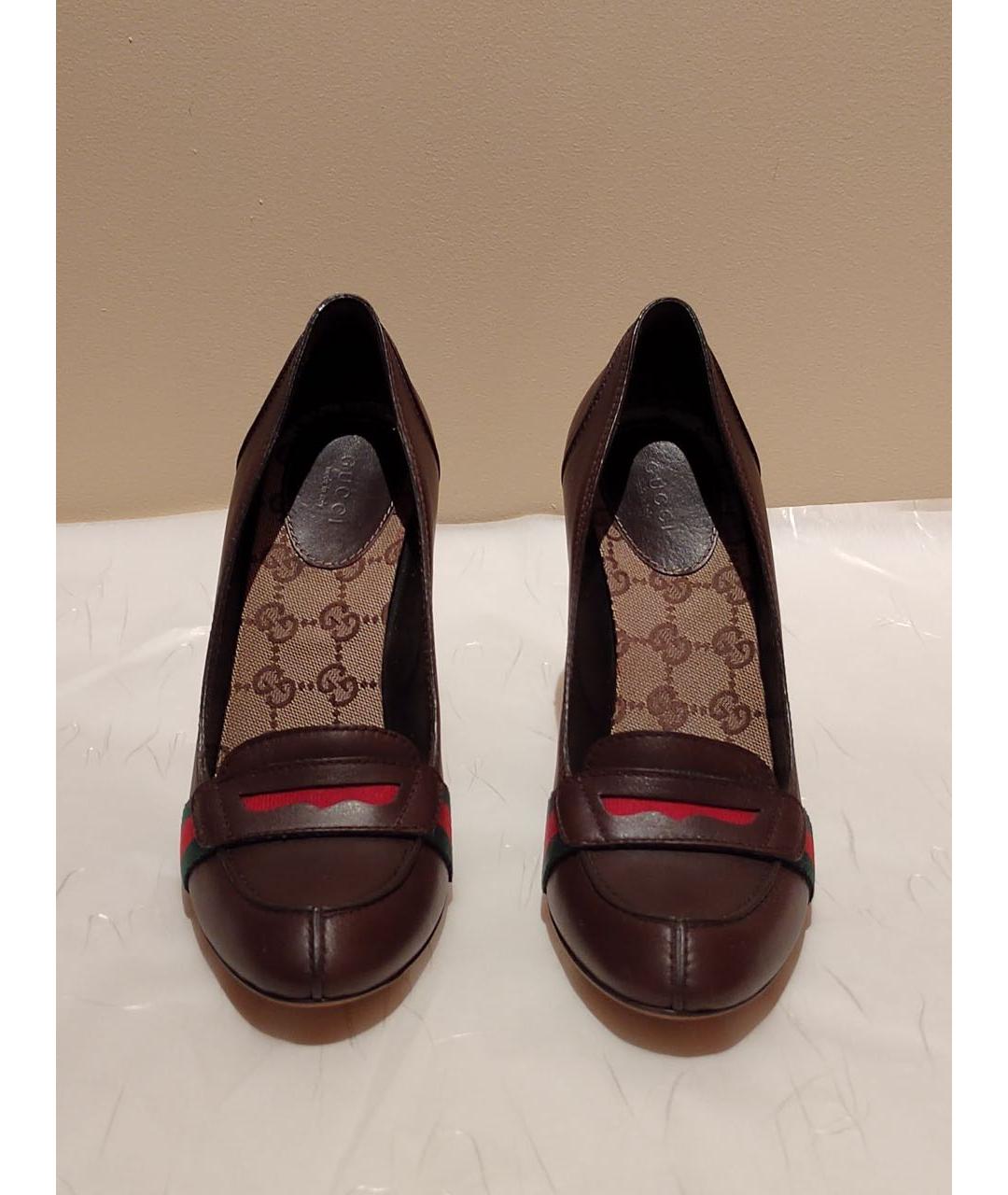 GUCCI Коричневые кожаные туфли, фото 4