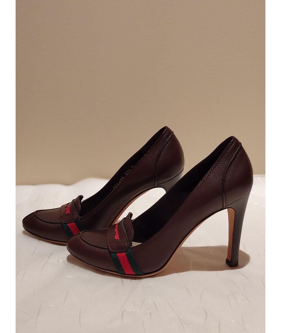 GUCCI Коричневые кожаные туфли, фото 5