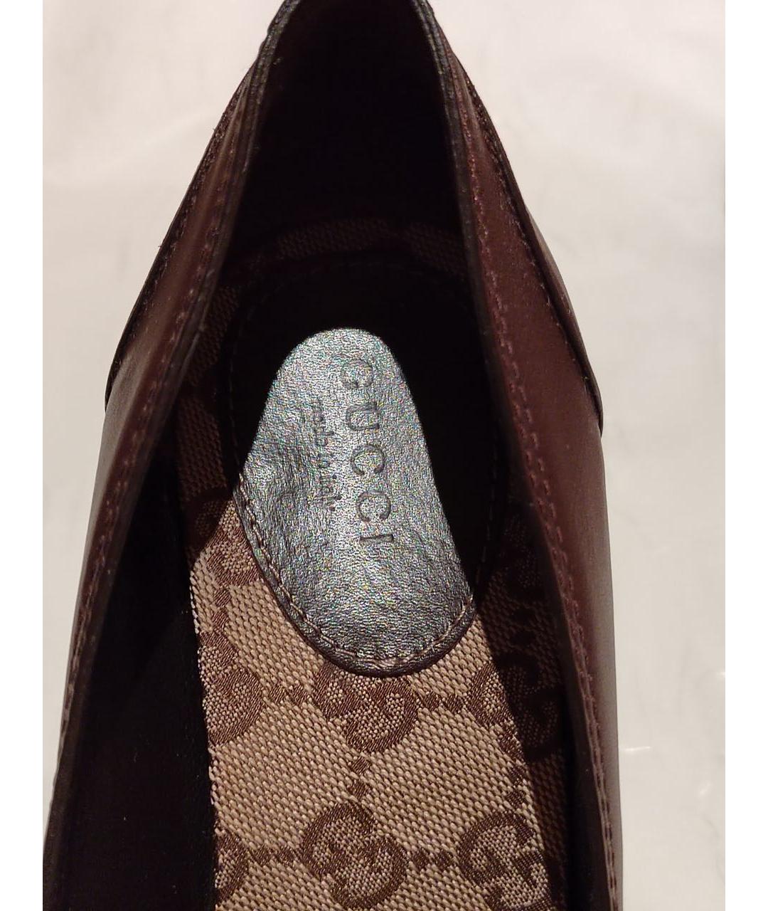 GUCCI Коричневые кожаные туфли, фото 3