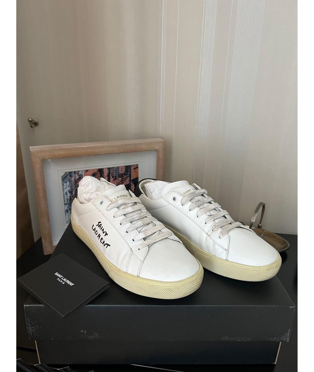 SAINT LAURENT Белые кожаные кеды, фото 2