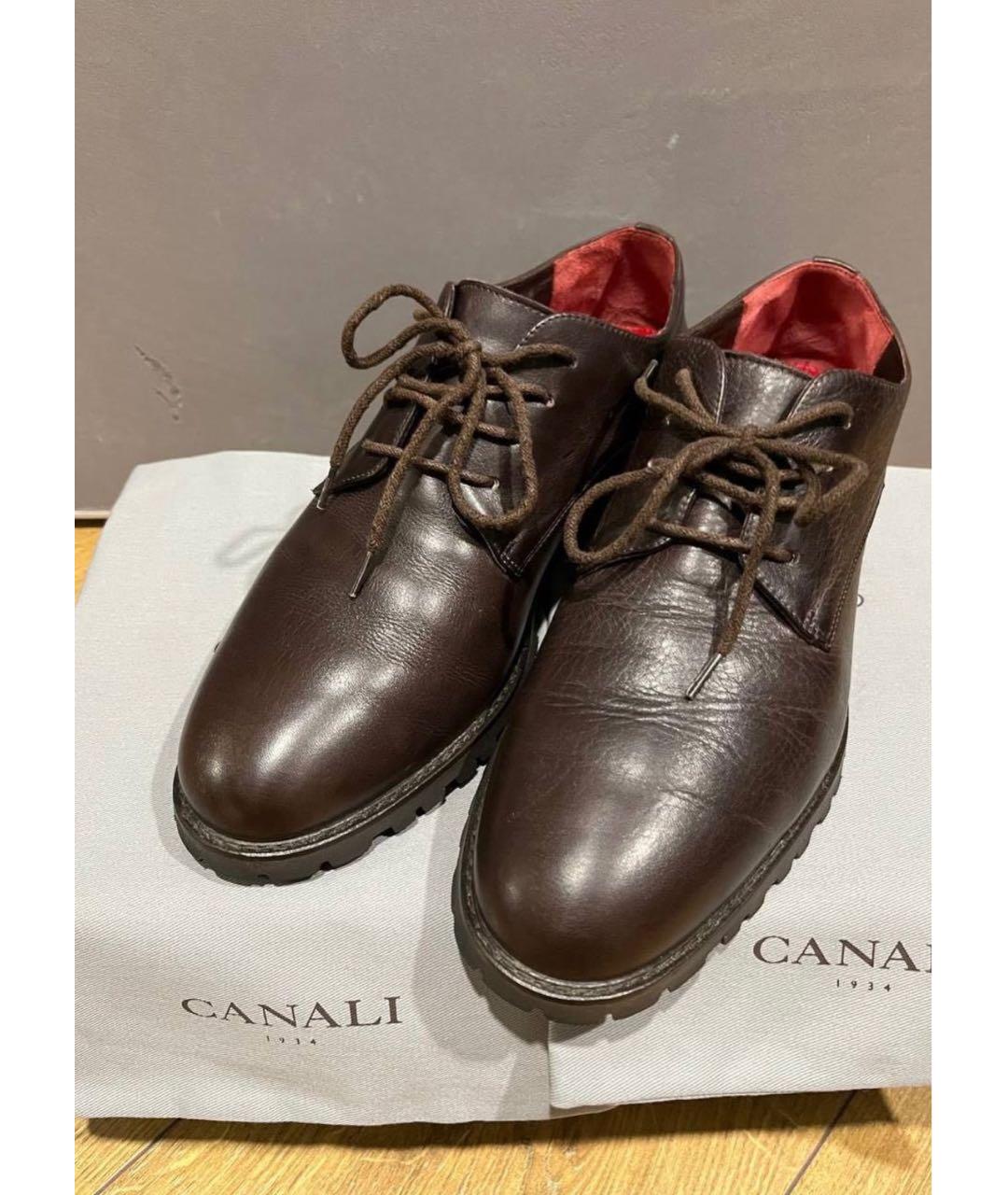 CANALI Коричневые кожаные туфли, фото 2