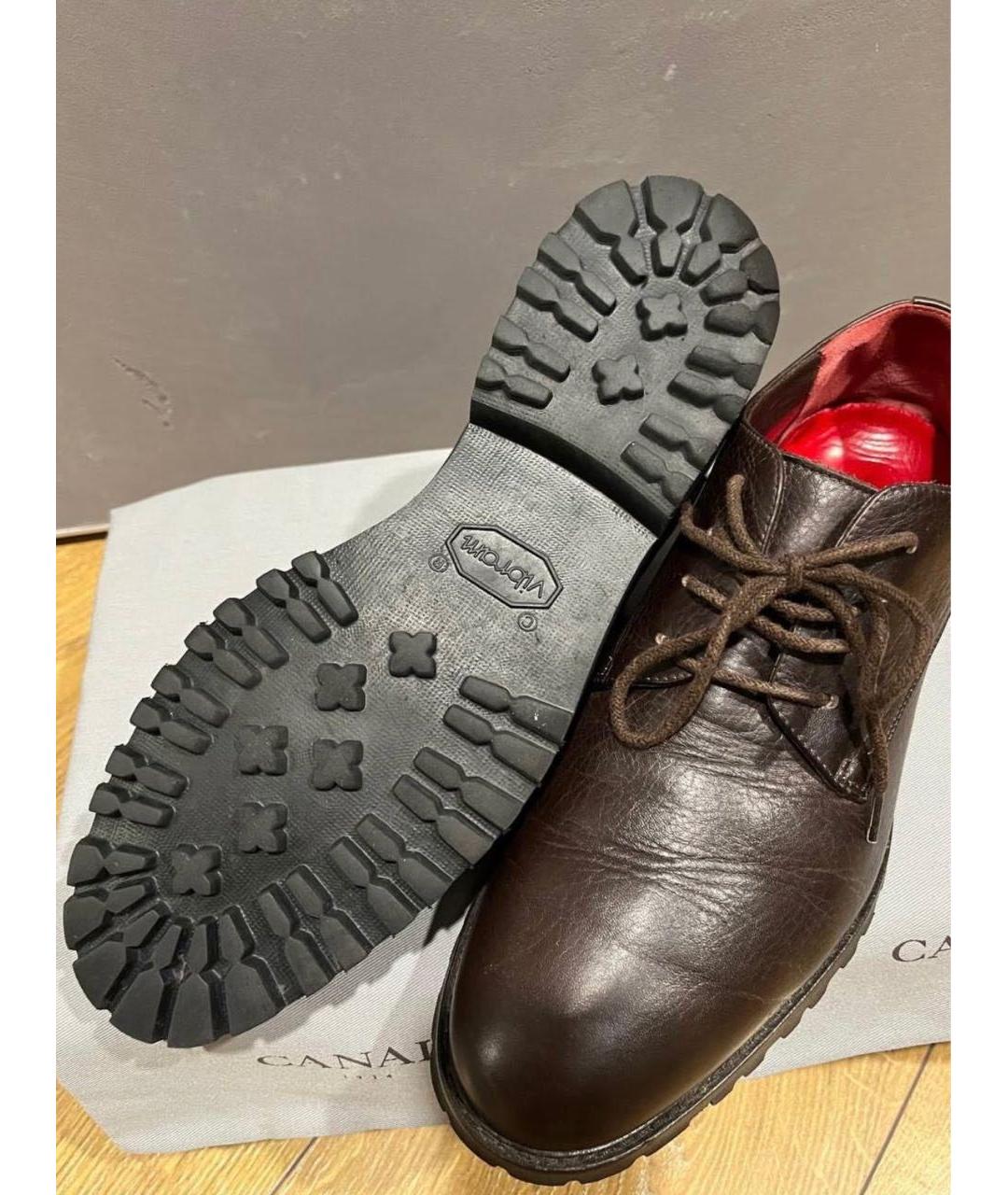 CANALI Коричневые кожаные туфли, фото 4