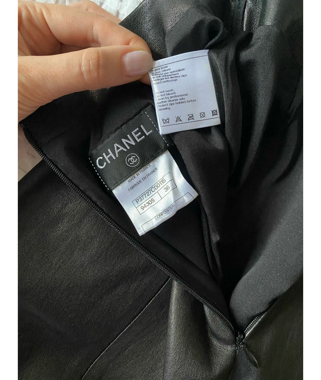 CHANEL PRE-OWNED Черная кожаная юбка миди, фото 4