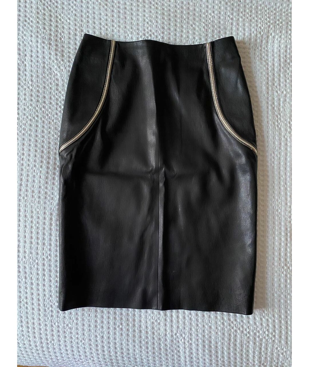 CHANEL PRE-OWNED Черная кожаная юбка миди, фото 9