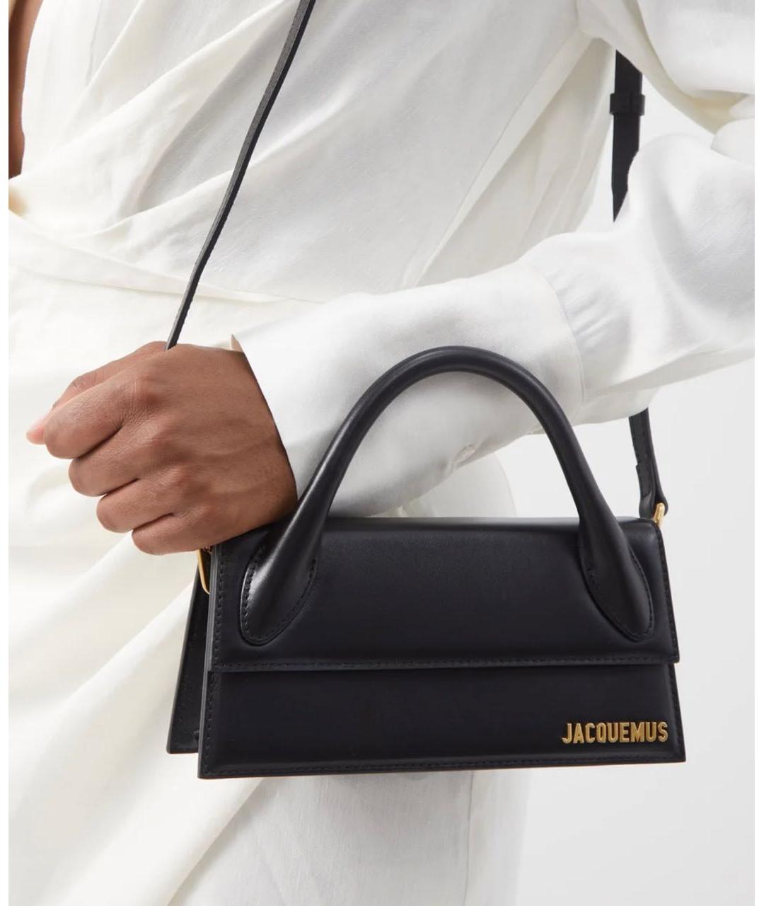 JACQUEMUS Черная кожаная сумка через плечо, фото 2