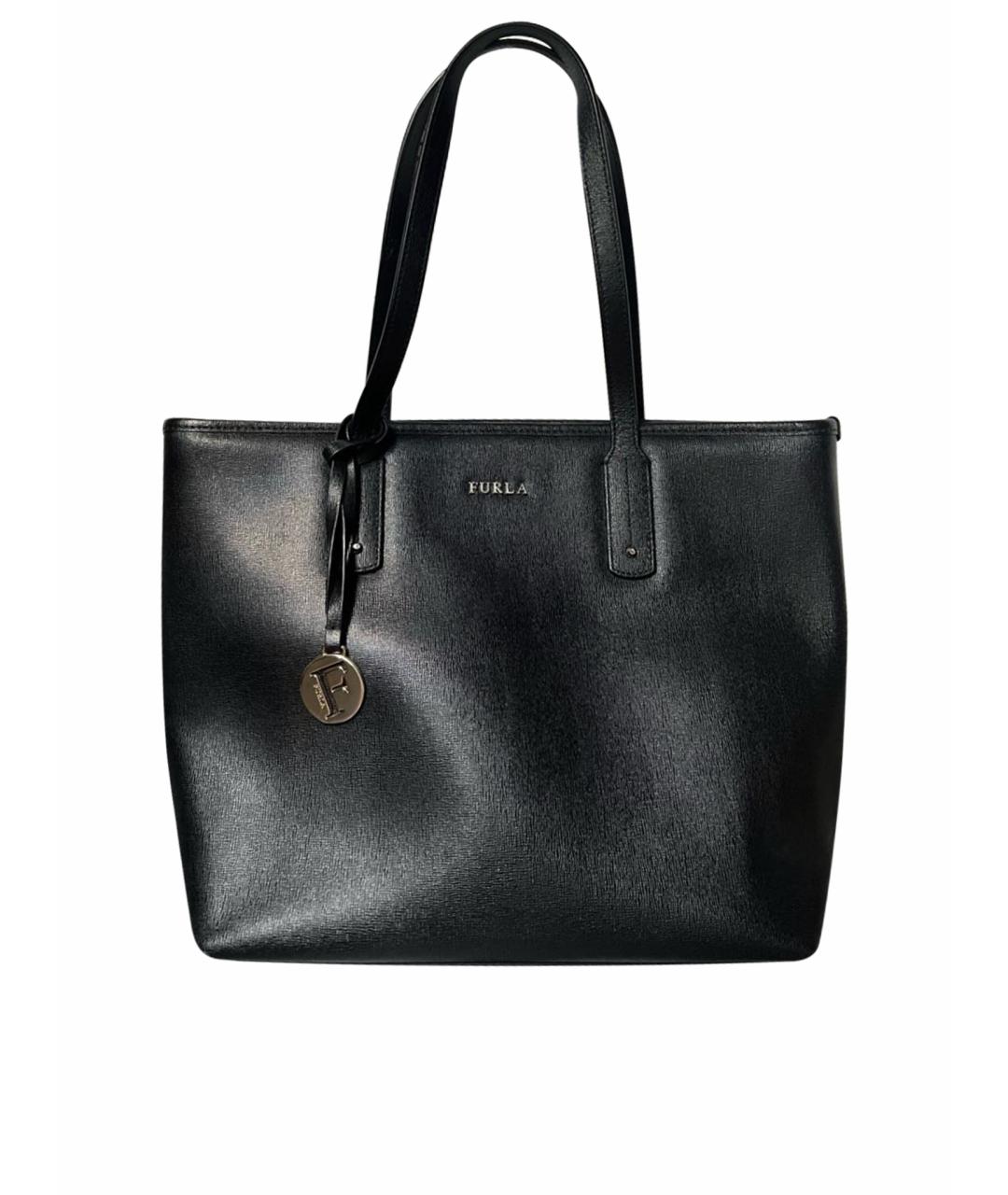 FURLA Черная кожаная сумка с короткими ручками, фото 1