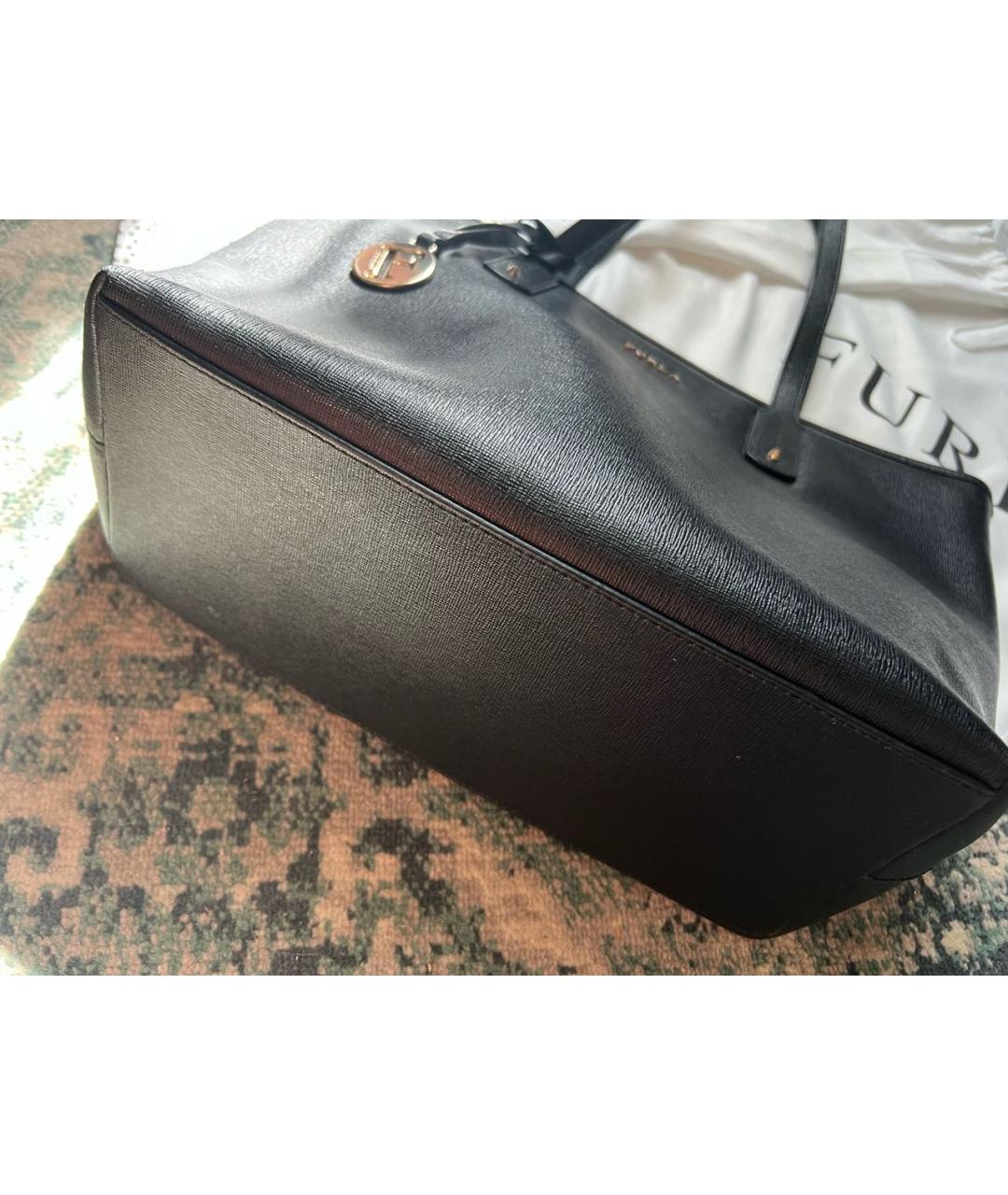 FURLA Черная кожаная сумка с короткими ручками, фото 7