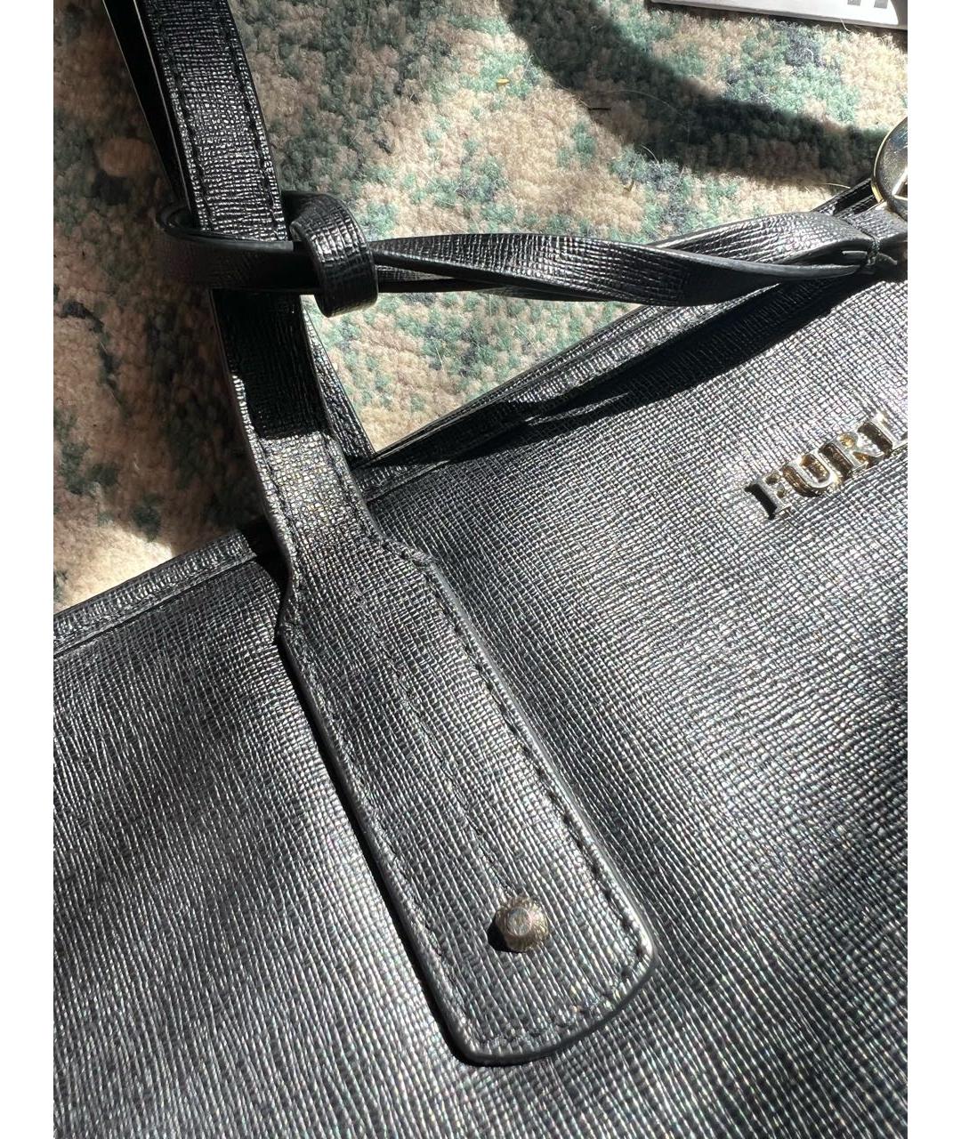 FURLA Черная кожаная сумка с короткими ручками, фото 8