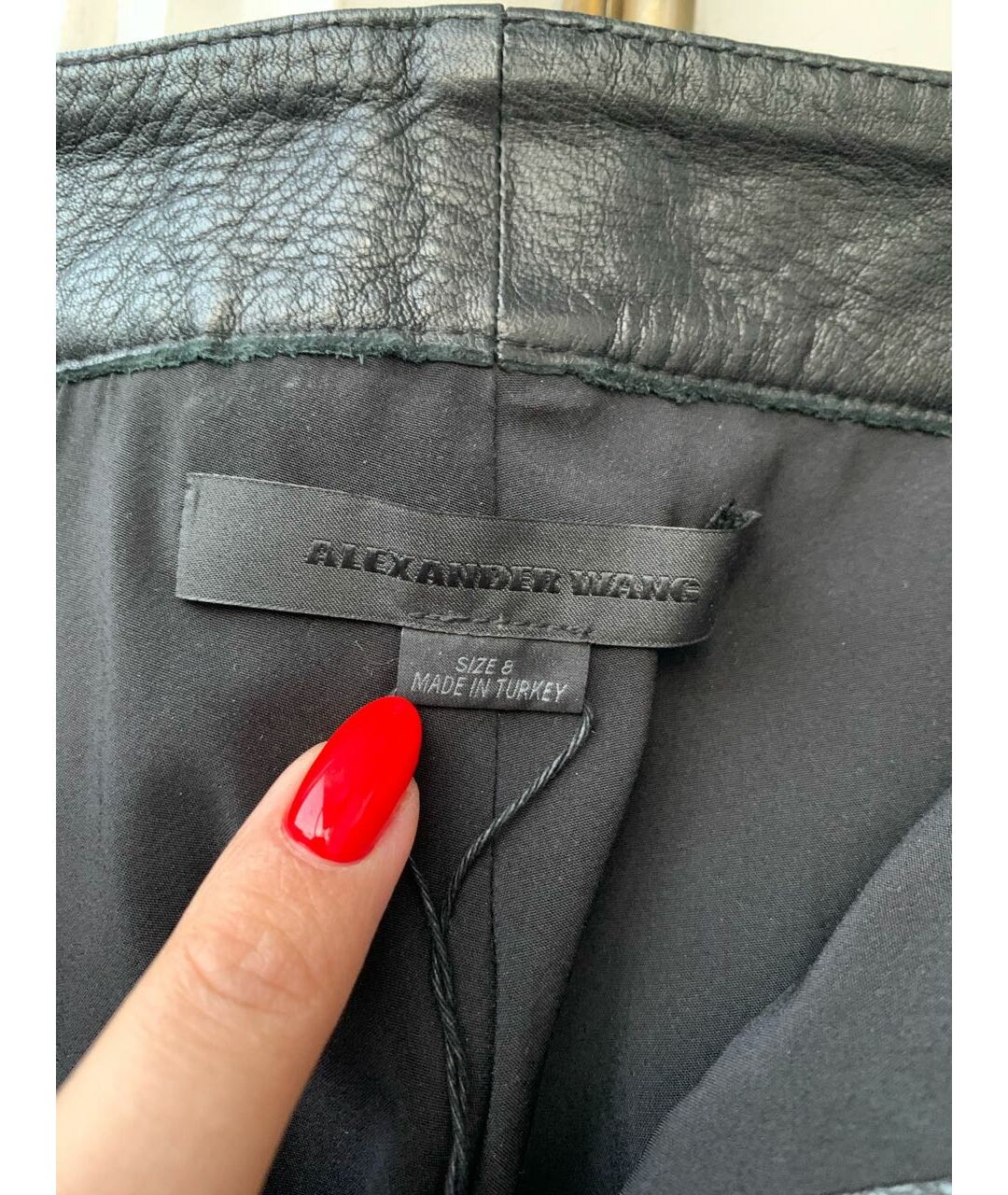 ALEXANDER WANG Черные кожаные брюки широкие, фото 3