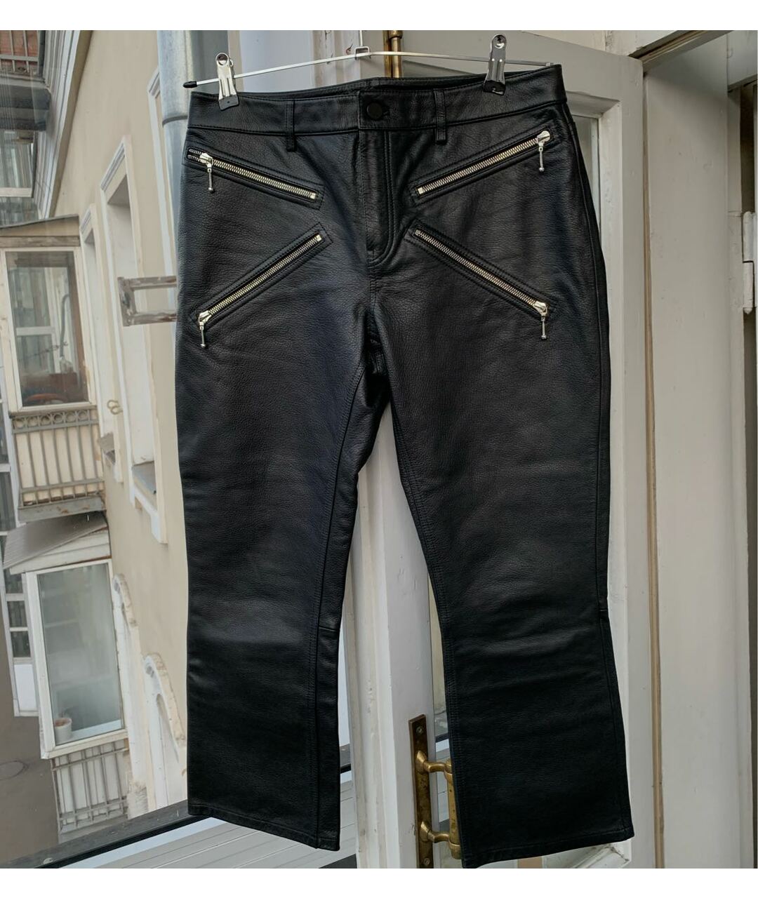 ALEXANDER WANG Черные кожаные брюки широкие, фото 5