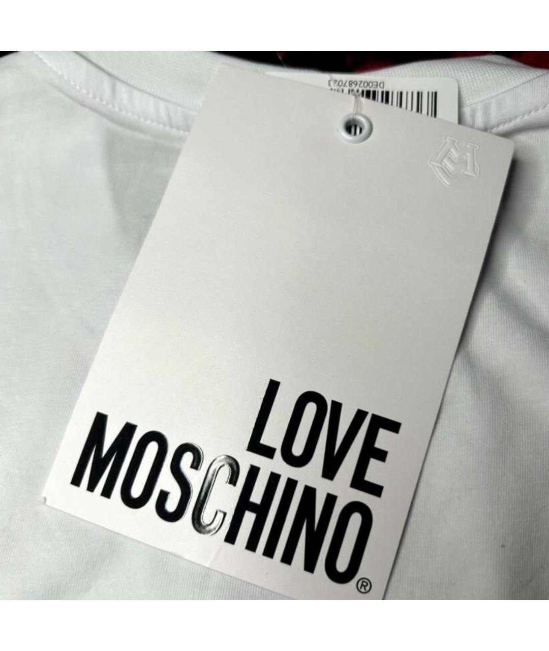 LOVE MOSCHINO Белая хлопковая футболка, фото 9