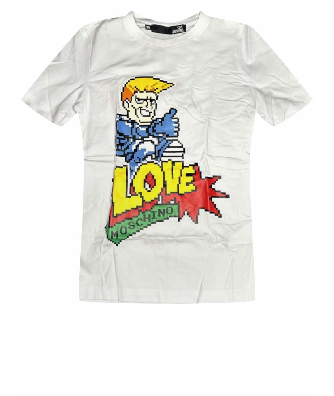 LOVE MOSCHINO Белая хлопковая футболка, фото 1