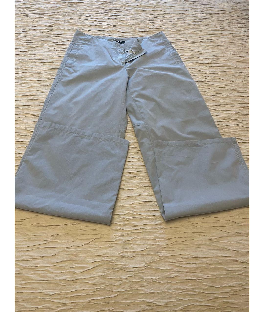 HUGO BOSS Голубые хлопковые брюки широкие, фото 4