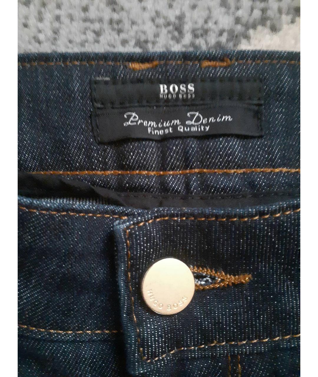 HUGO BOSS Темно-синие хлопко-эластановые джинсы слим, фото 4