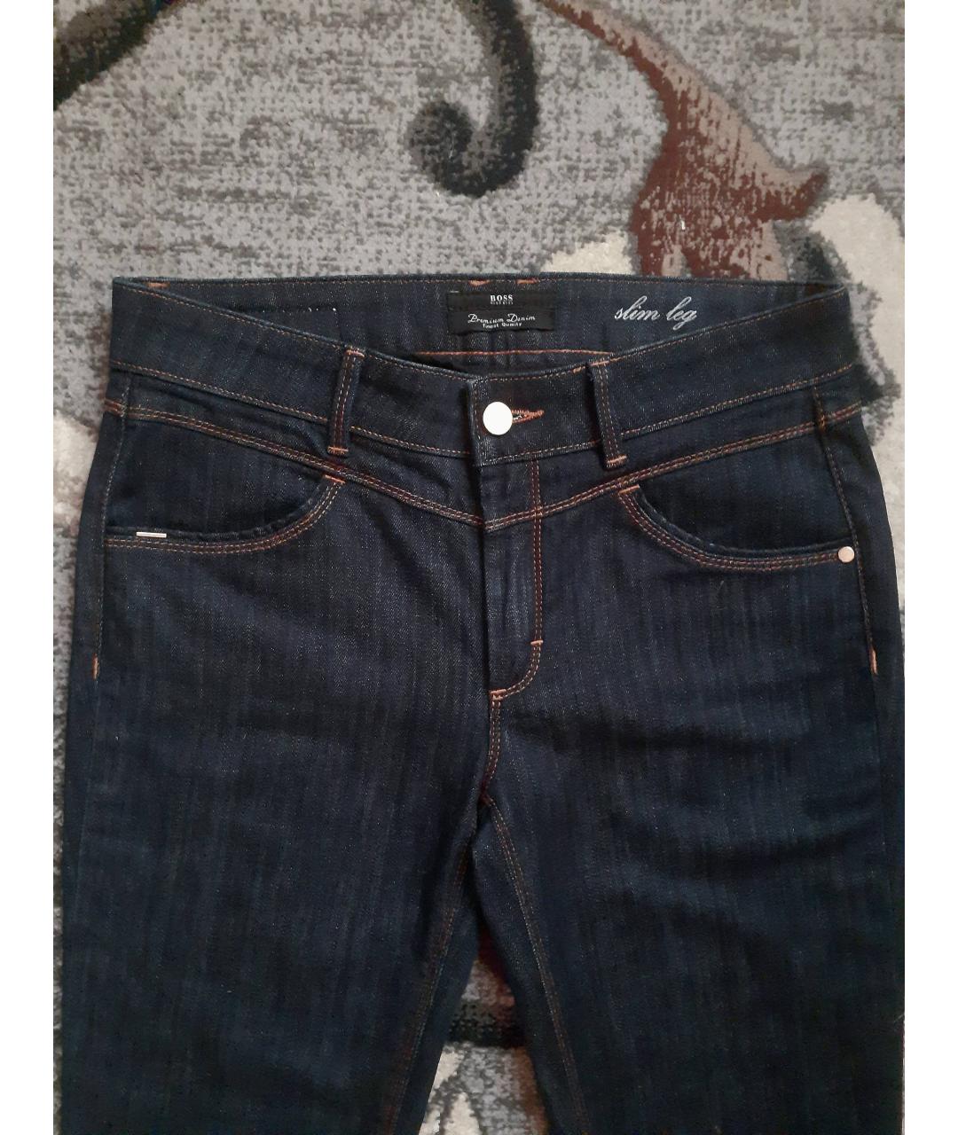 HUGO BOSS Темно-синие хлопко-эластановые джинсы слим, фото 3